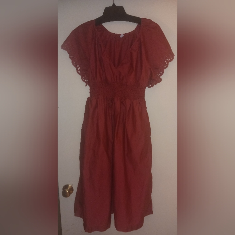 SIZE L IN PETITES RUST COLORED OLD NAVY DRESS UNWORN WASHED ONCE